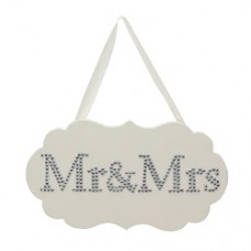Amore MDF Plaque with Crystals 28cm x 16cm - MR & MRS